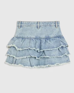 Girls Blue Tiered Skirt