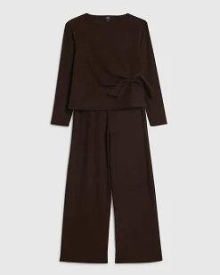 Girls Brown Cosy Ribbed Sweatshirt Set