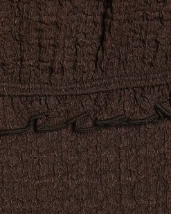 Girls Brown Crinkle Lace Trim Bardot Playsuit