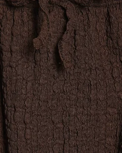 Girls Brown Crinkle Lace Trim Bardot Playsuit