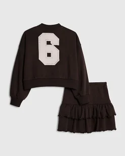 Girls Brown Graffiti Bomber Set