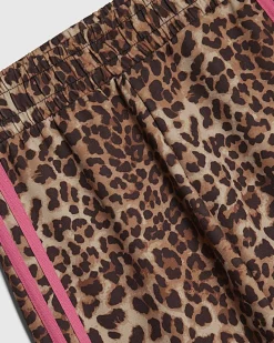 Girls Brown Leopard Side Stripe Trousers