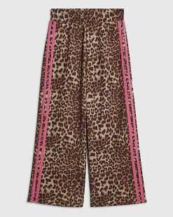 Girls Brown Leopard Side Stripe Trousers
