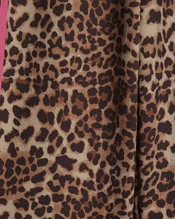 Girls Brown Leopard Side Stripe Trousers