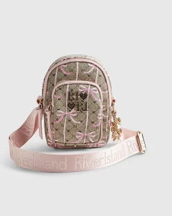 Girls Brown Monogram Bow Cross Body Bag
