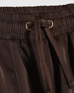 Girls Brown Satin Cargo Trousers