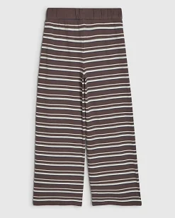 Girls Brown Stripe Wide Leg Trousers