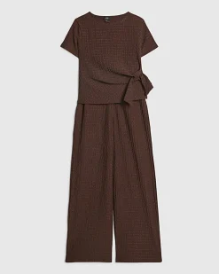 Girls Brown Textured T-Shirt Set