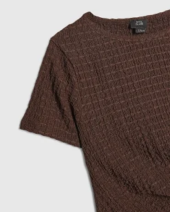 Girls Brown Textured T-Shirt Set