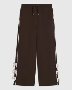 Girls Brown Wide Leg Bow Trousers