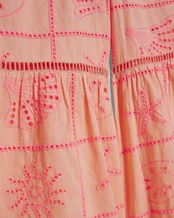 Girls Coral Tiered Broderie Top Set