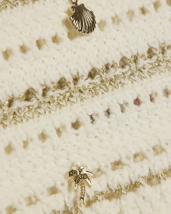 Girls Cream Charm Crochet Top