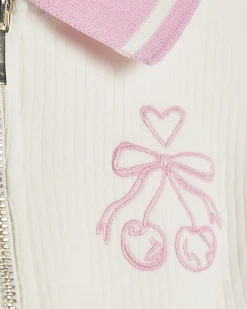 Girls Cream Cherry Polo Dress
