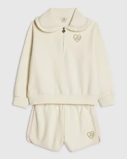 Girls Cream Collar Sweatshirt Set