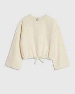 Girls Cream Cosy Bubble Hem Tie Sweatshirt