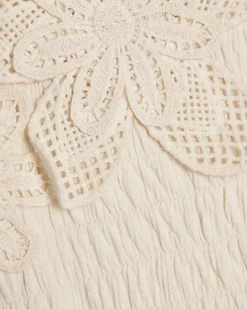Girls Cream Crochet Flower Dress