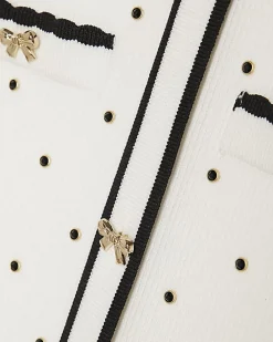 Girls Cream Embellished Polo Dress