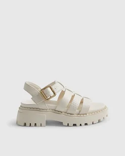 Girls Cream Gladiator Caged Sandals