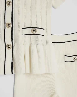 Girls Cream Peplum Waistcoat Set