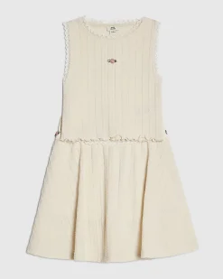 Girls Cream Plaited Skirt Set