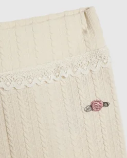 Girls Cream Plaited T-Shirt Set
