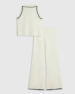 Girls Cream Polo Top Set