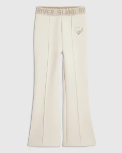 Girls Cream Premium Kickflare Trousers