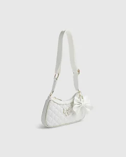Girls Cream Quilted Bow Shoulder Bag