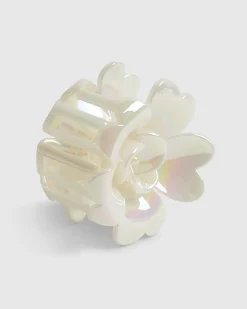 Girls Cream Rose Flower Claw Hair Clip