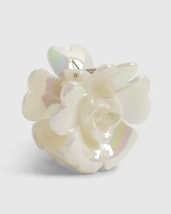 Girls Cream Rose Flower Claw Hair Clip