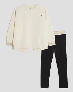 Girls Cream Split Back RI Sweatshirt Set