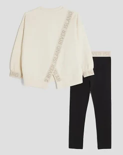 Girls Cream Split Back RI Sweatshirt Set