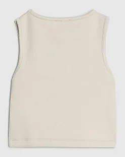 Girls Cream Stud Tank Top