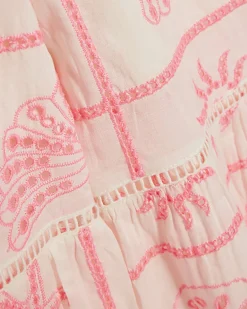 Girls Cream Tiered Broderie Top Set