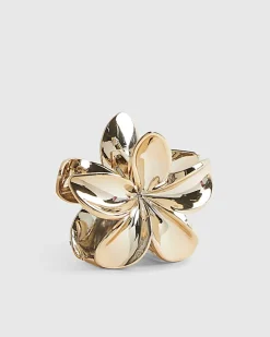 Girls Gold Flower Hair Claw Clip
