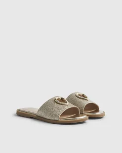 Girls Gold Heart Cut Out Sandals