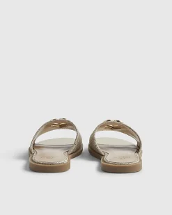 Girls Gold Heart Cut Out Sandals
