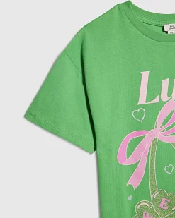 Girls Green Lucky Girl T-Shirt