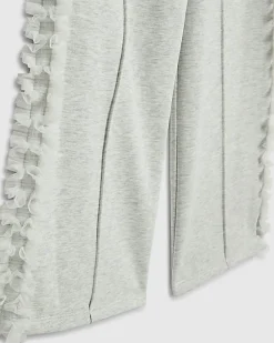 Girls Grey Bow Side Ruffle Sweatshirt Set