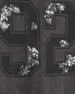 Girls Grey Floral Sequin 92 T-Shirt