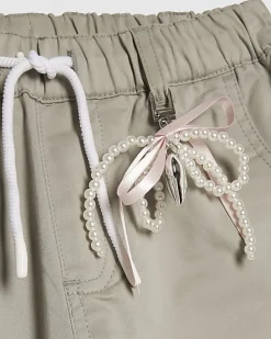 Girls Khaki Twill Keyring Cargo Trousers
