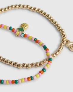 Girls Multi Colour Pineapple Anklet Set