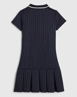 Girls Navy LA Pinstripe Polo Dress