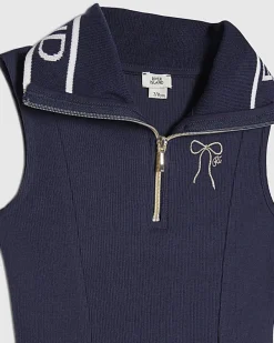 Girls Navy Oversized Collar Dress