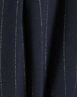 Girls Navy Pinstripe Wide Leg Trousers