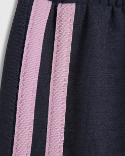 Girls Navy Side Stripe Joggers