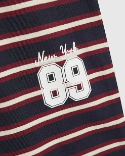 Girls Navy Stripe 89 Wide Leg Joggers