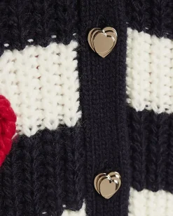 Girls Navy Stripe Smile Cardigan