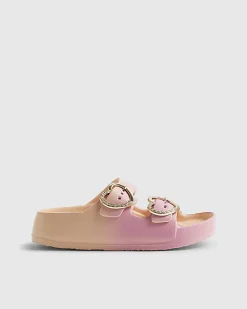 Girls Ombre Buckle Moulded Sliders