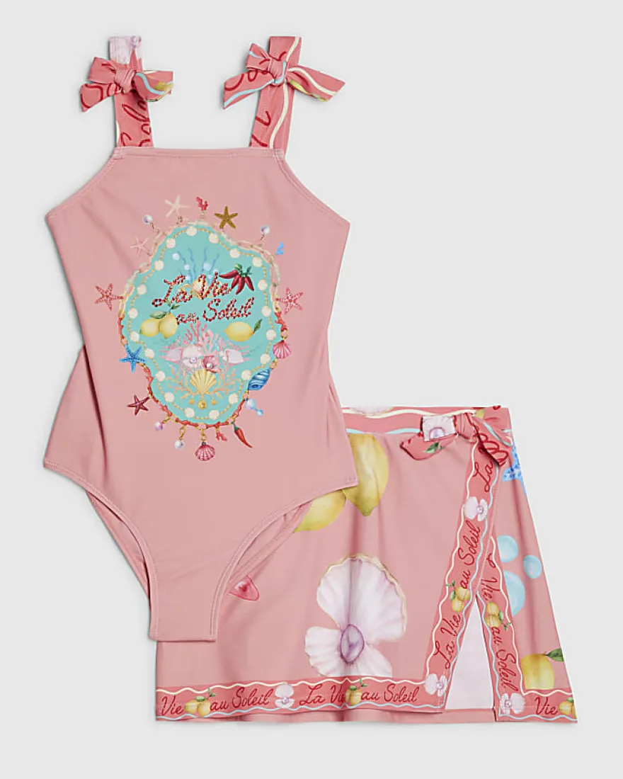 Girls Orange La Vie Au Soleil Swim Set